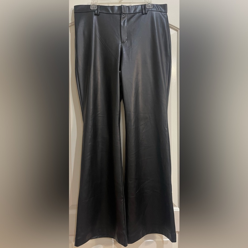 Zara Black Faux Leather Boot-Cut Pants